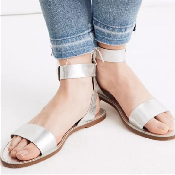 Madewell Shoes - Madewell The Boardwalk Ankle Strap Sandal Metallic Silver Size 8.5